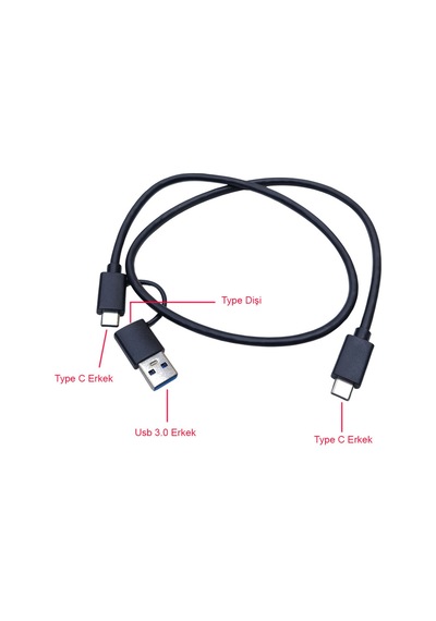 Type C Girişli Harici Harddisk Kablosu 2 İn1 Usb 3.0 Harici Harddisk Kablosu 60cm