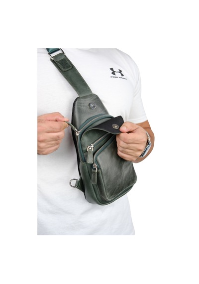 Mft Leather Hakiki Deri Unisex Çapraz Çanta Baggy 6981 Haki