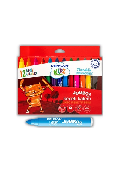 Jumbo Keçeli Kalem 12 Renk Pensan 12 Li Keçeli Kalem Jumbo 1 Pake