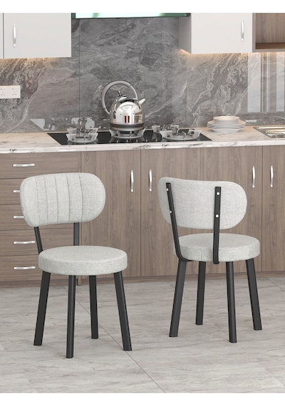 Azra 70x110cm Bendir Mutfak Masası, Mutfak Masası Takımı, Yemek Masası, 4 Açık Gri Sandalye Açık Gri