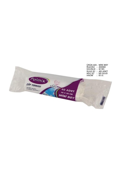 Omnipazar Polmix Mini Boy Çöp Torbası 40x50 cm Beyaz 50 Rulo 2000