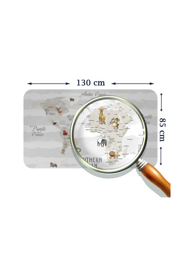 Eğitici Dünya Haritası Dünya Atlası Çocuk Ve Bebek Odası Duvar Sticker-85x130-3812 Çok Renkli