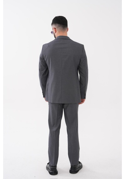 Dupont Classics Dupont Slim Fit Mono Yaka 6 Drop Çift Yırtmaç Çizgili 2'li Takım Elbise Açık Gri Dupont Classics Dupont Slim Fit Mono Yaka 6 Drop Çift Yırtmaç Çizgili 2'li Takım Elbise Açık Gri