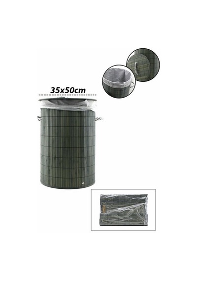 50 Litre Bambu Kirli Çamaşır Sepeti Modern Tasarım Çamaşır Sepeti Oyuncak Kutusu Gri