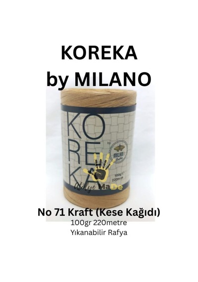 Koreka By - 71 Kraft Kese Kağıdı Tek Yumak 100gr 220metre Yıkanabilir Rafya
