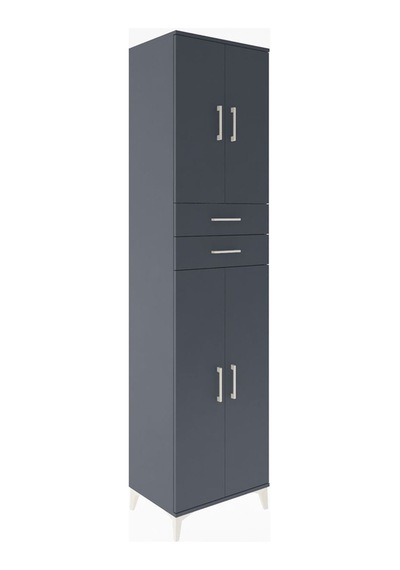 Hyperion Dolap 5 Raflı 2 Çekmeceli 4 Kapaklı 60x44x243 Antrasit-antrasit Antrasit