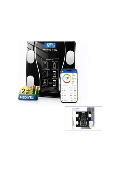 Bezos Vücut Analizli Bluetooth Dijital Baskül 180kg/50g Nhr