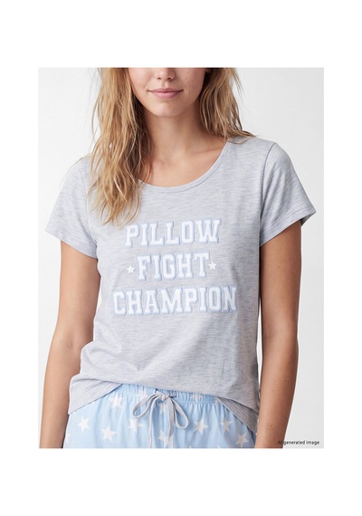 Lcw Dream Mavi Baskılı Kadın Şortlu Pijama Takımı