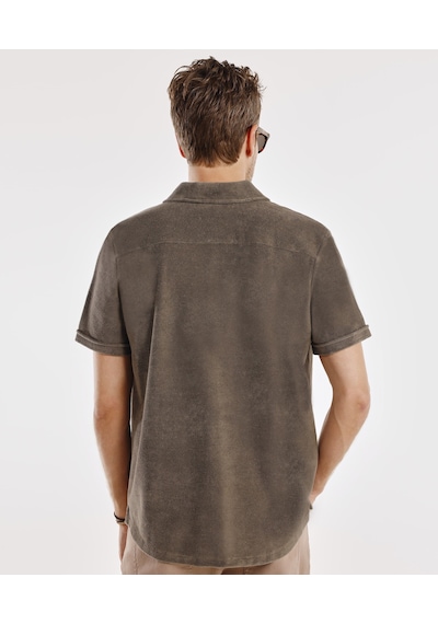 Yargıcı Kısa Kol Düğmeli T-shirt 25yets9002x 007 Haki