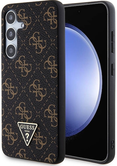 Galaxy S24 Plus Uyumlu Kılıf Guess Lisanslı Pu Üçgen Logo 4g Desenli Kapak Siyah
