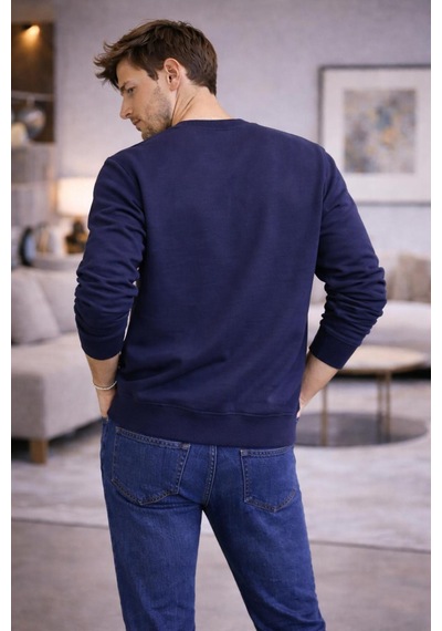 The Feel Marcel Erkek Regular Fit Bisiklet Yaka İnce Sweatshirt Lacivert