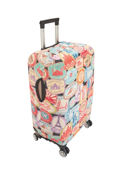 Wextaa Mektup Pulu Baskılı Orta Boy Valiz Kılıfı - Renkli - 64x45x26 Cm Çok Renkli