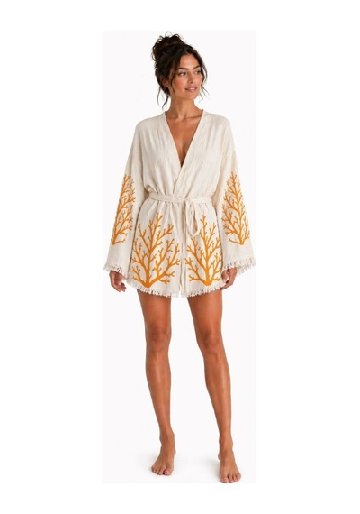Mulberry Sedna Kadın Ekru Müslin Kimono Bornoz Kuşaklı, Püskül Detaylı, Oversize Rahat Kesim Plaj & Ev Giyim Turuncu Mulberry Sedna Kadın Ekru Müslin Kimono Bornoz Kuşaklı, Püskül Detaylı, Oversize Rahat Kesim Plaj & Ev Giyim Turuncu