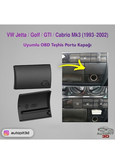 Vw Jetta / Golf / Gtı / Cabrio Mk3 1993 2002 Uyumlu Obd Teşhis Portu Kapağı