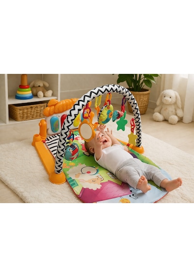Toys2you Piyanolu Oyun Halısı Işıklı ve Müzikli Gelişim Matı Hayvanat Bahçesi70x45x35