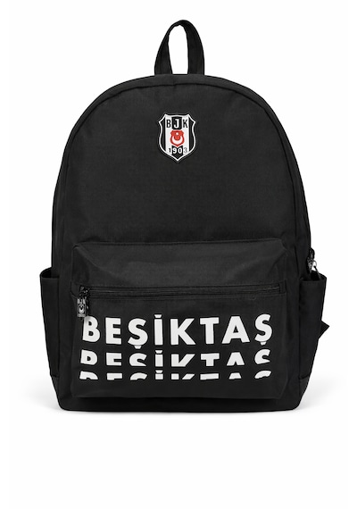 Beşiktaş Lisanslı 3 Bölmeli Sırt Çantası - Laptop Gözlü Su İtici Özellikli Yazı Baskılı Okul Çantası Siyah
