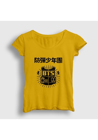 Presmono Kadın Vest Bts T-shirt Sarı