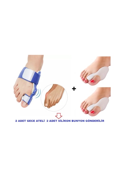HALLUKS  VALGUS GECE ATELİ MAVİ SİLİKON BUNYON SETİ 2 adet