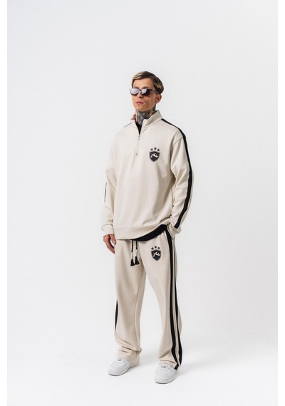 Respire Erkek Şerit Detaylı Yarım Fermuarlı Modal Sweatshirt Ekru