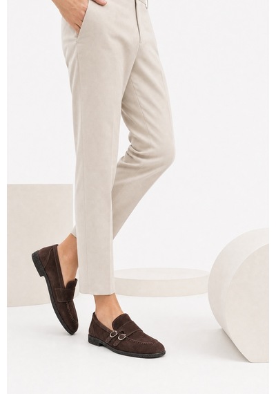 Luvi Shoes Daly Kahverengi Süet Hakiki Deri Tokalı Kadın Loafer Ayakkabı