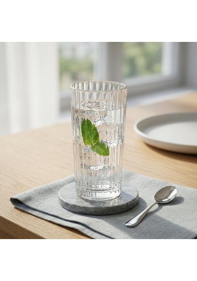 Tr 6'li Kesme Kristal Desenli Cam Bardak Seti - Klasik Tasarım Su, Meşrubat Ve İkram Bardağı Takımı 320 Ml Genel
