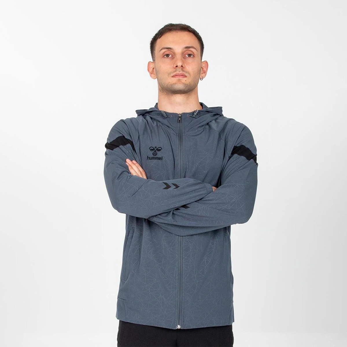 Hummel Flex Erkek Gri Kapüşonlu Ceket Siyah