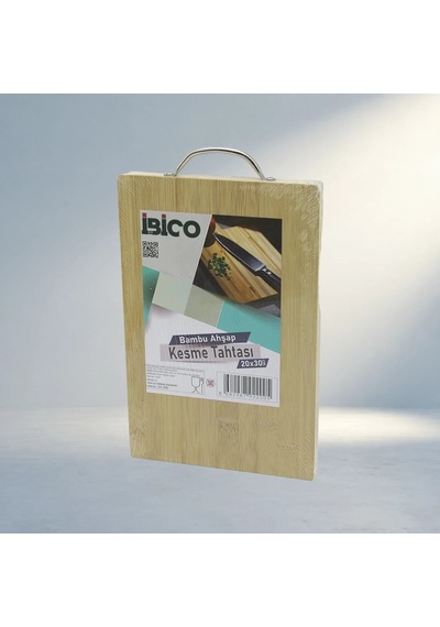 Lüks Ahşap Bambu Kesim Panosu 20x30 Cm Metal Kulplu 12v