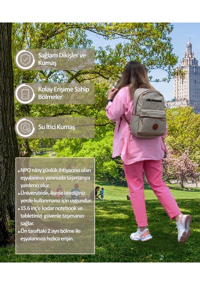 NPO nJoy 16" Unisex Notebook & Günlük Sırt Çantası