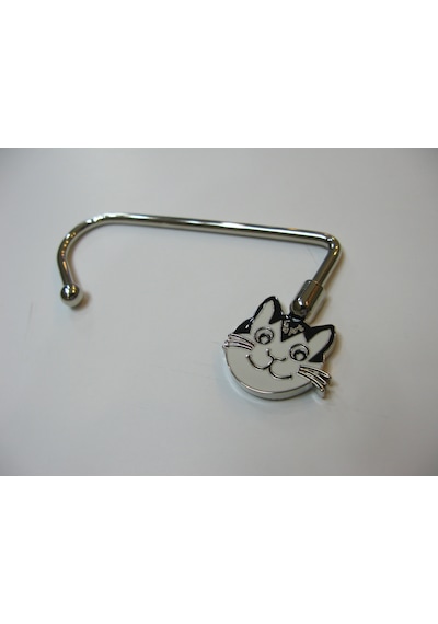 Cats By Luyano Gülümseyen Kedili Metal Başı Döner Çanta Askılığı