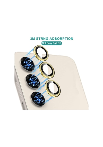 Samsung Galaxy S23 İçin Kamera Lens Koruyucuları Metal Gold Renk Temperli Cam Çizilmez Bağımsız Kamera Koruyucu Diğer