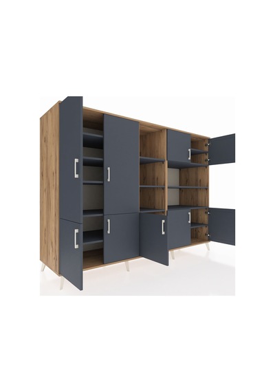 Kronos Dolap 14 Raflı 9 Kapaklı 220x59x163 Çam-antrasit Çam-antrasit Kronos Dolap 14 Raflı 9 Kapaklı 220x59x163 Çam-antrasit Çam-antrasit