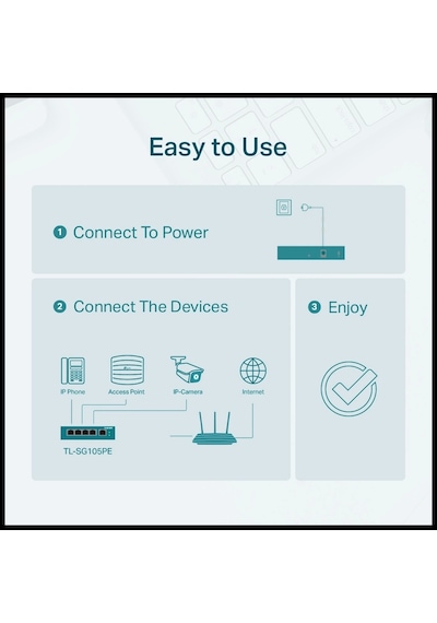 Tp-lınk Tl-sg105pe, 5 Port, Gigabit, Metal Kasa, 4 Port Poe, 65w, Easy Smart, Yönetilebilir, Masaüst