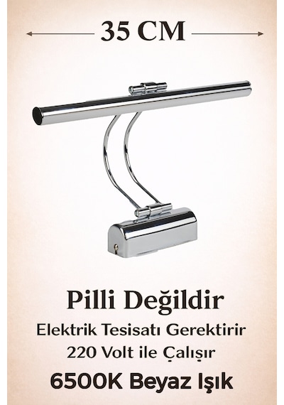 Merwish 35 Cm Flüt Led Aplik 6500k Doğal Beyaz Işık Kablolu Duvar Apliği 220v Elektrik Bağlantılı Modern Tasarım Krom