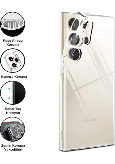 Samsung Galaxy Uyumlu S25 Ultra Kılıf İnce Kamera Koruma Şeffaf Silikon