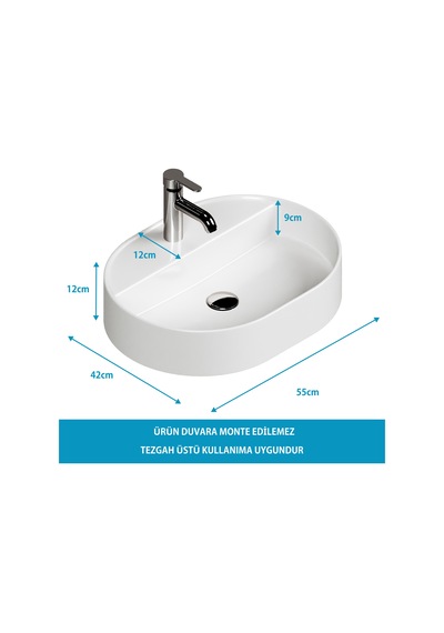 Aqua Bagno Bianzo Lavabo Beyaz 55 x 42 CM