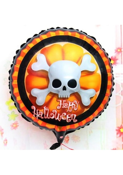Halloween - 832 - İskelet Kuru Kafa Folyo Balon - Glblseme - 18 İnç Çok Renkli