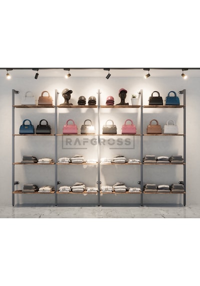 Mağaza Raf Sistemi, Askılık, Butik Rafı, Mağaza Stand-255x250 Siyah - Lidya