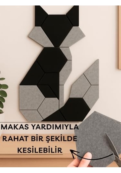 Beylini 12'li Akustik Panel Keçe Kendinden Yapışkanlı Duvar Kaplama Ses Ve Isı Yalıtım Duvar Kaplama 10 Mm Kalınlık 26x30 Cm Karışık