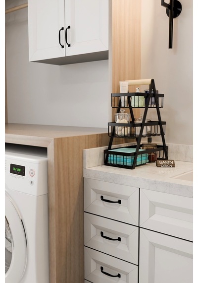 3 Katlı Metal Telli Banyo Düzenleyici Raf Havluluk, Pamukluk, Kişisel Bakım Ve Kozmetik Organizer Siyah