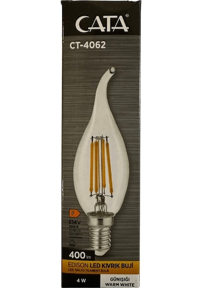 Cata Ct-4062 4w 3000k Günışığı E14 Duylu Led Kıvrık Buji 4 Adet