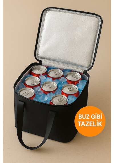 22 Litre Termos Çanta Yalıtımlı Plaj, Piknik, Kamp Ve Günlük Kullanıma Uygun Siyah