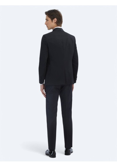Kip Siyah Slim Fit Şal Yaka Dokuma Smokin Takım Elbise Siyah