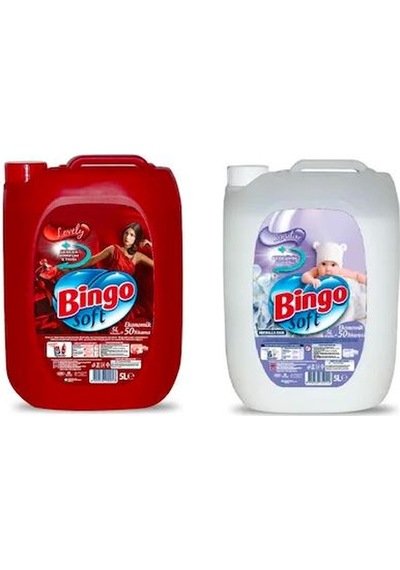 Bingo Soft Sensitive Çamaşır Yumuşatıcısı 2 x 5 L + Lovely Çamaşır Yumuşatıcısı 2 x 5 L