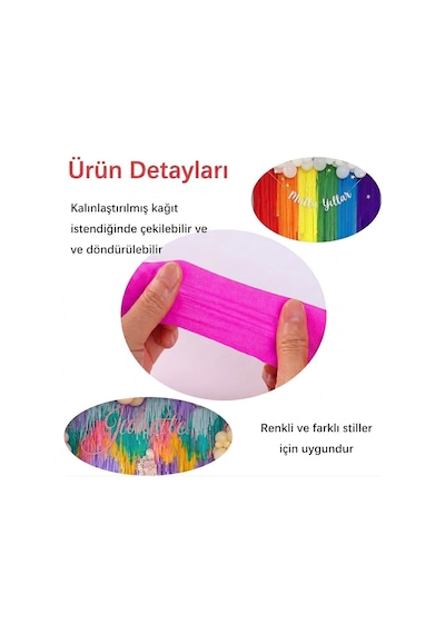 Neon Pembe Şerit Krapon Kağıdı Rulosu, Çiçek Yapım, Parti, El İşi Süsleme Kağıdı, 6 Adet, 4.5cm X 22