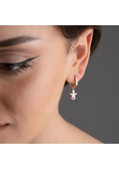 Vaoov 925 Ayar Gümüş Beyaz Mineli Melek Küpe Rose Gold