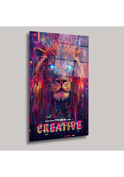 Thınk Creatıve Aslan Illustratıon Art - Cam Tablo - Deg0250