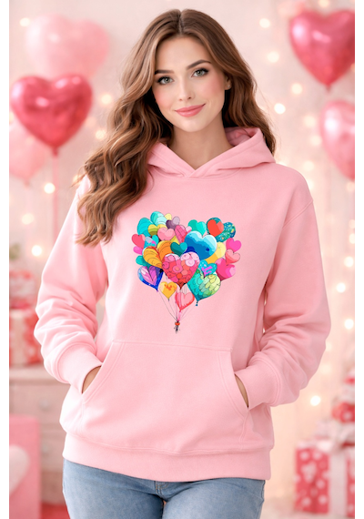 Stil X Sevgililer Gününe Özel, Kapüşonlu Kadın Sweatshırt, Valentıne's Day Pembe-2