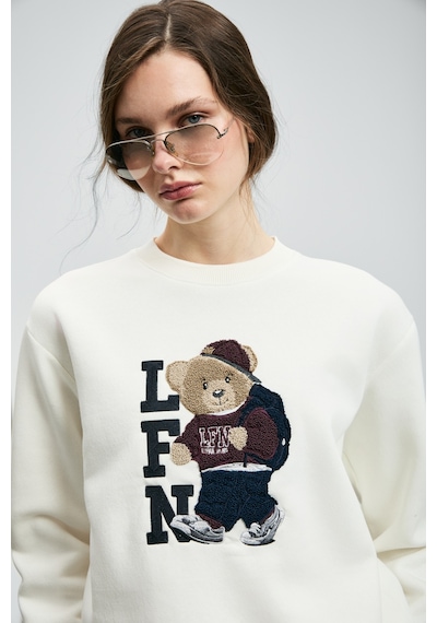 Lufian Dıamond Kadın Örme Sweatshırt Kırık Beyaz Kırık Beyaz 122030020100510 Kırık Beyaz