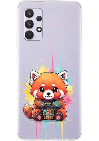 Samsung Galaxy A13 İle Uyumlu Splash Tilki Tasarımlı Şeffaf Silikon Kılıf Şeffaf