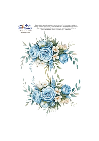 Mavi Sanat Ütü İle Rub On Transfer Kağıdı A4 Model No: 0023